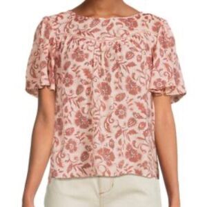 Nanette Lepore NWT orange floral ruffle sleeve blouse small